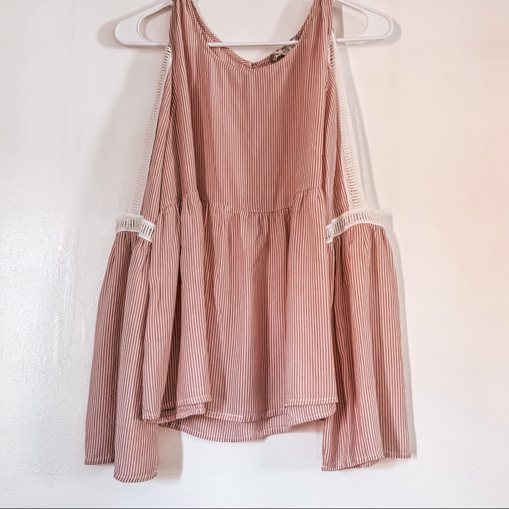 Pink Rose open sleeve lace Blouse